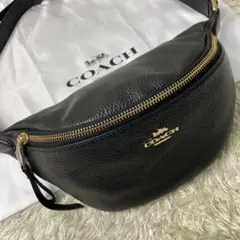 未使用級✨コーチ ボディバック ペブルレザー 金ロゴ ユニセックス 48738