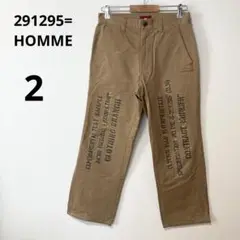 291295=HOMME M チノパン　ストレートパンツダメージ加工 ベージュ