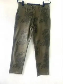 【 強力ストレッチ 】アースカラー ボタニカル柄 パンツ W74 即日発送