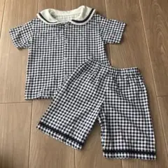アプレレクール　130cm セーラーギンガムチェックセットアップ ネイビーマリン