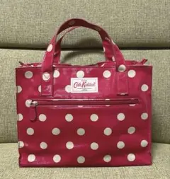 ♡【美品】キャスキッドソン ドット スクエアトートバッグ レッド 水玉♡