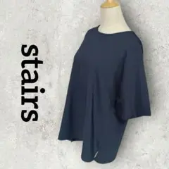 stairs 半袖プルオーバー ブラウスシャツ Tシャツ (3L) ネイビー