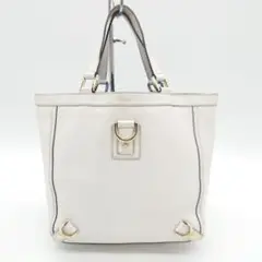 GUCCI グッチ アビー ロゴ金具 スタッズ レザー トートバッグ ホワイト