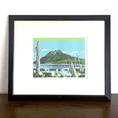 ☆大本靖☆「１０月の構内」木版画◆北海道文化賞受章◆三三サイズ ☆大本靖☆「10月の構内」木版画◇北海道文化賞受章◇三三サイズ