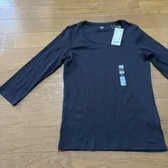 UNIQLO スーピマコットンクルーネック　七分袖　新品　ブラック