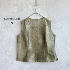カレントルック| オーガンジーノースリーブカットソー【9】 ビーズ刺繍 上品