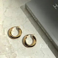 チャンキーフープピアス ゴールド 25mm