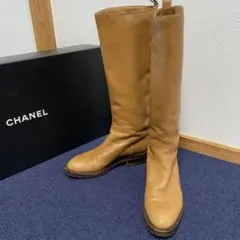 箱付き CHANEL シャネル ココマーク キャメル ロングブーツ