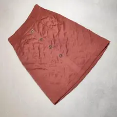 美品★MIIA キルティングスカート ひざ丈 金ボタン 厚手 ピンク F