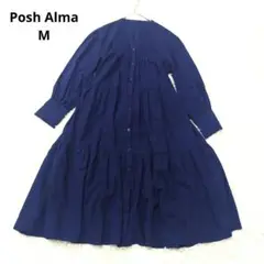 Posh Alma ポッシュアルマ シャツワンピース ティアード 麻 青紫 M