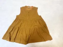 UNIQLO コットンギャザーブラウス ノースリーブイエロー L(色あせあり）
