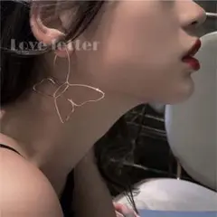 No.522 バタフライフープピアス シルバー 韓国 蝶々 量産型