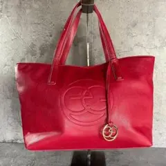 【EGOIST】 エゴイスト レッド レザー チャーム付き トートバッグ