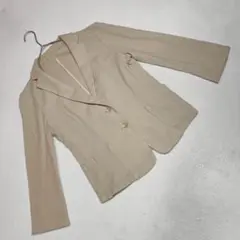 良品★COMME CA ISM テーラードジャケット コットン混 薄手 ベージュ