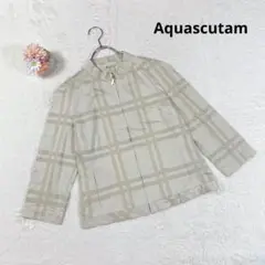 【アクアスキュータム】長袖ブルゾン ジャンパー チェック柄 ベージュ