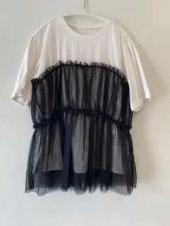 un dix cors チュールドッキングTシャツ