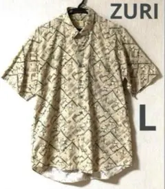 最終値下げ　美品　ZURI　USA製　総柄　半袖シャツ　コットン　L