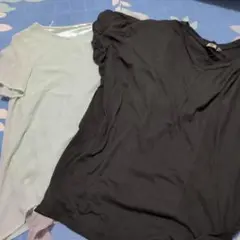 ユニクロ　黒　Мサイズ　グリーンのトップス　Lサイズ　セット　まとめ売り