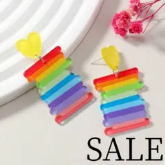 ✨現品限り✨セール✨新品✨ピアス ハート レインボー カラフル かわいい 韓国