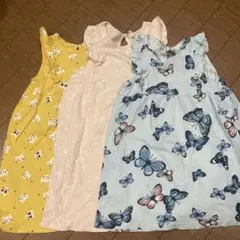 H&M プリント ノースリーブワンピース 98 ♡3枚セット