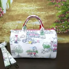 キャスキッドソン　サイドポケット付き筒型ショルダーバッグ ハンドメイド