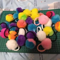 カラフルポンポンヘアゴムセット