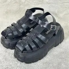 ほぼ未使用【imsentir】ブラック 厚底サンダル グルカサンダル Sサイズ