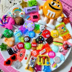 A810-デコパーツ　まとめ売り　mチョコ　お菓子パーツ