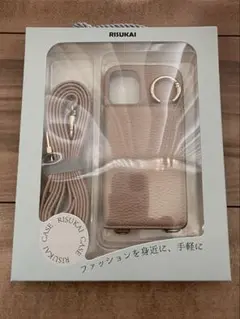 スマホショルダー ピンクベージュ ミラー付き カード iPhone12 mini