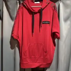 レッド　半袖パーカー