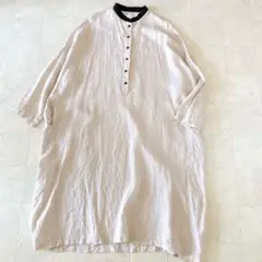 20.motomi.m リネン ゆったりシャツ ワンピース オーバーサイズ