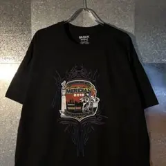 USA古着Tシャツ　XLサイズ GILDAN ブラック　バイク