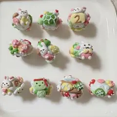ペイントビーズ　ウサギと亀　1セット 1200円カスタムビーズ