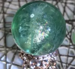 天然石✨グリーンフローライト✨虹 キラキラ スフィア