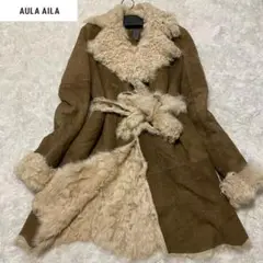 ✨可愛い✨AULA AILA ✨ムートンコート ベルト 変形 ラムレザー 女優襟