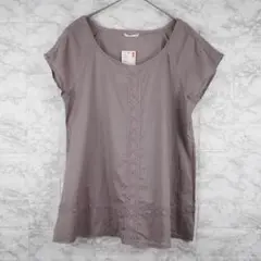 新品 UNIQLO エンボロイダリー プルオーバー シャツ Mサイズ ブラウン