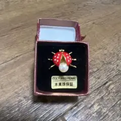 てんとう虫デザイン ブローチ 本真珠