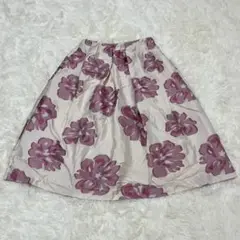 Maglie par ef-de スカート 花柄 アイボリー パープル 日本製