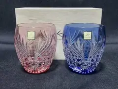 江戸切子 ペアロックグラス 鹿角 カガミクリスタル KAGAMI CRYSTAL