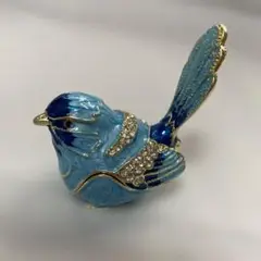 エナメル仕上げの青い鳥の置物