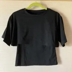 ブラック クロップド Tシャツ 半袖