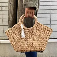 【新古品・未使用】ナチュラル ストローハンドバッグ