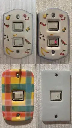 フルーツ柄・チェック柄 スイッチカバーセット