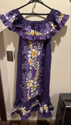 【新品】Hawaiiフラ、伝統衣装ブルメリア柄