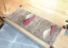 ペルシャ　ギャッベ　ミニランナー　113×45　ライトブラウン　山　生命の木