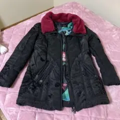 デシグアル ファー切り替えパデッドコート ブラック 大きいサイズ XL DESIGUAL - デシグアル ファー切り替えパデッドコート ブラック