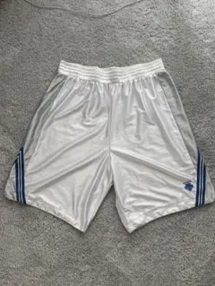バスケットボールショーツ ホワイト 青いストライプ　オーダーメイド品