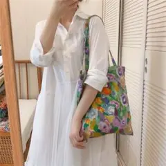 モネ風 花柄 エコバッグ リュック型＆収納ポーチ付き セットA4対応・新品未使用