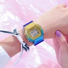 ★新品★多機能 デジタル腕時計 原宿系 韓国 グラデーション青