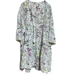 HK works london 七分袖　花柄チュニック　ベルスリーブ　ゆるだぼ